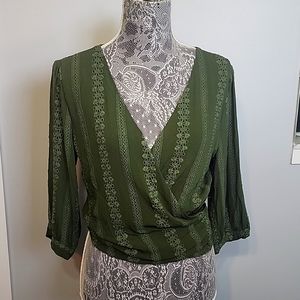 Olive detailed wrap top